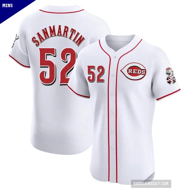 Men's No.52 Reiver Sanmartin Cincinnati Reds White Elite Home Patch Jersey
