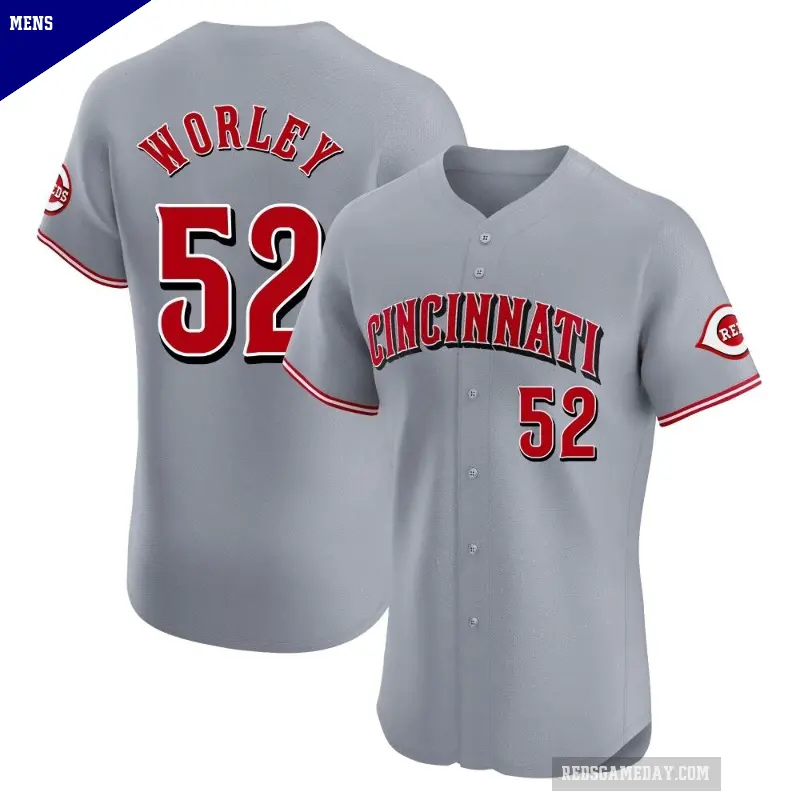 Men's No.52 Vance Worley Cincinnati Reds Gray Elite Road Jersey