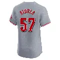 Men's No.57 JT Riddle Cincinnati Reds Gray Elite Road Jersey