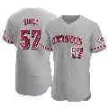 Men's No.57 Rece Hinds Cincinnati Reds Gray Authentic Road Jersey