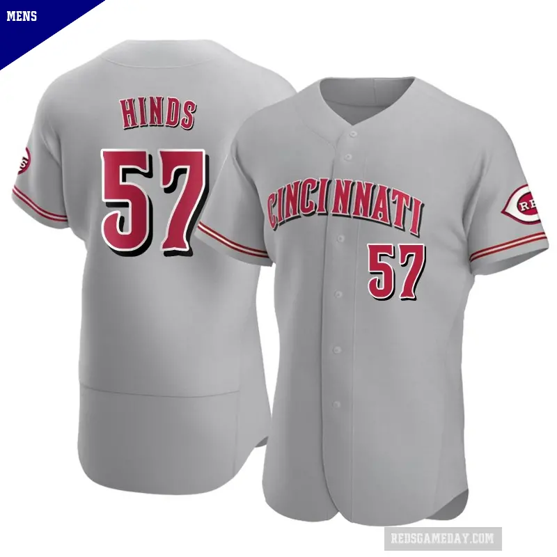 Men's No.57 Rece Hinds Cincinnati Reds Gray Authentic Road Jersey