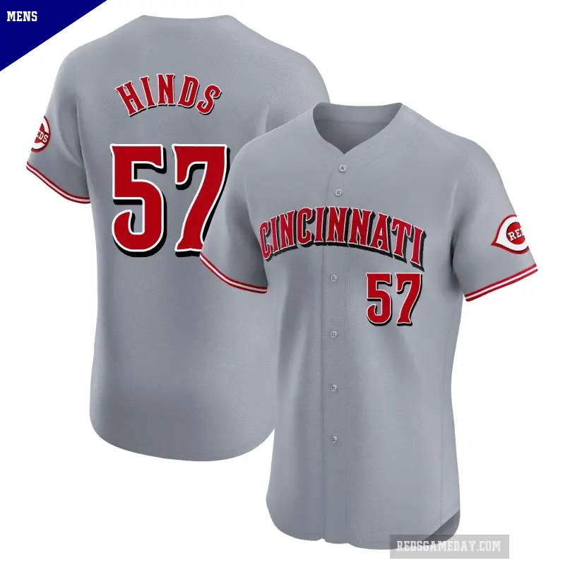 Men's No.57 Rece Hinds Cincinnati Reds Gray Elite Road Jersey