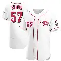 Men's No.57 Rece Hinds Cincinnati Reds White Authentic Home Jersey