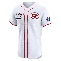 Men's No.57 Rece Hinds Cincinnati Reds White Elite 2025 Speedway Classic Alternate Jersey