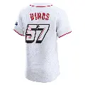 Men's No.57 Rece Hinds Cincinnati Reds White Elite 2025 Speedway Classic Alternate Jersey