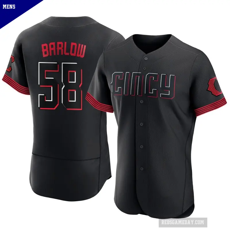 Men's No.58 Scott Barlow Cincinnati Reds Black Authentic 2023 City Connect Jersey