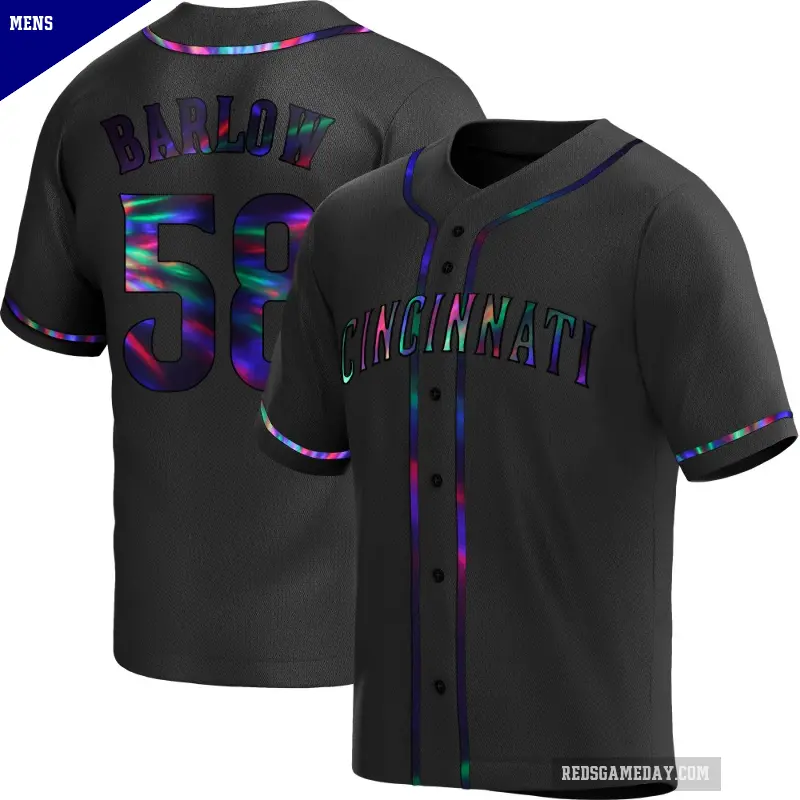 Men's No.58 Scott Barlow Cincinnati Reds Black Replica Holographic Alternate Jersey
