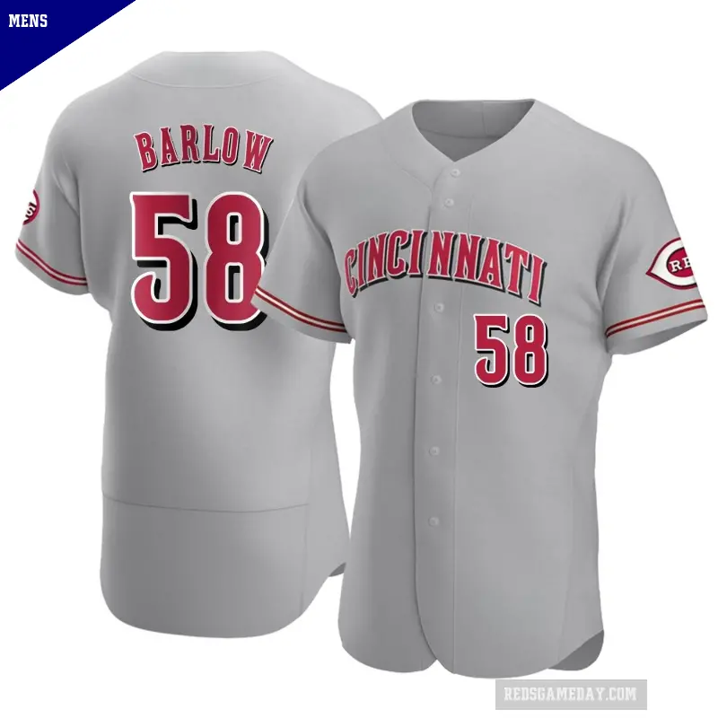 Men's No.58 Scott Barlow Cincinnati Reds Gray Authentic Road Jersey