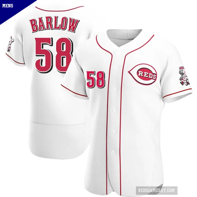 Men's No.58 Scott Barlow Cincinnati Reds White Authentic Home Jersey