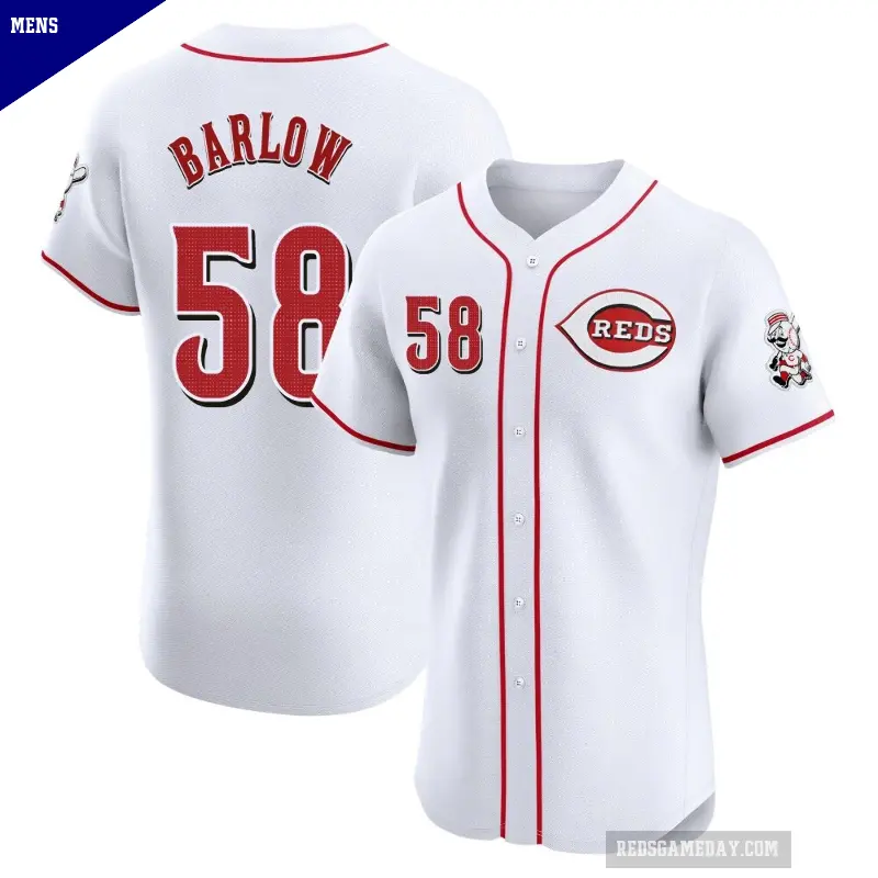 Men's No.58 Scott Barlow Cincinnati Reds White Elite Home Jersey