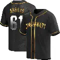 Men's No.61 Bronson Arroyo Cincinnati Reds Gold Replica Black en Alternate Jersey