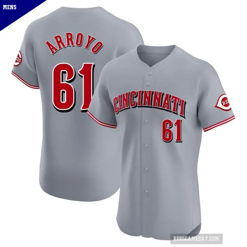 Men's No.61 Bronson Arroyo Cincinnati Reds Gray Elite Road Jersey