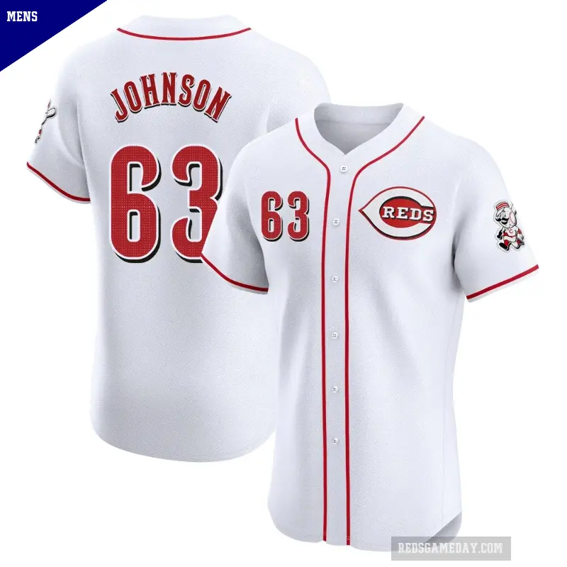 Men's No.63 Ivan Johnson Cincinnati Reds White Elite Home Jersey