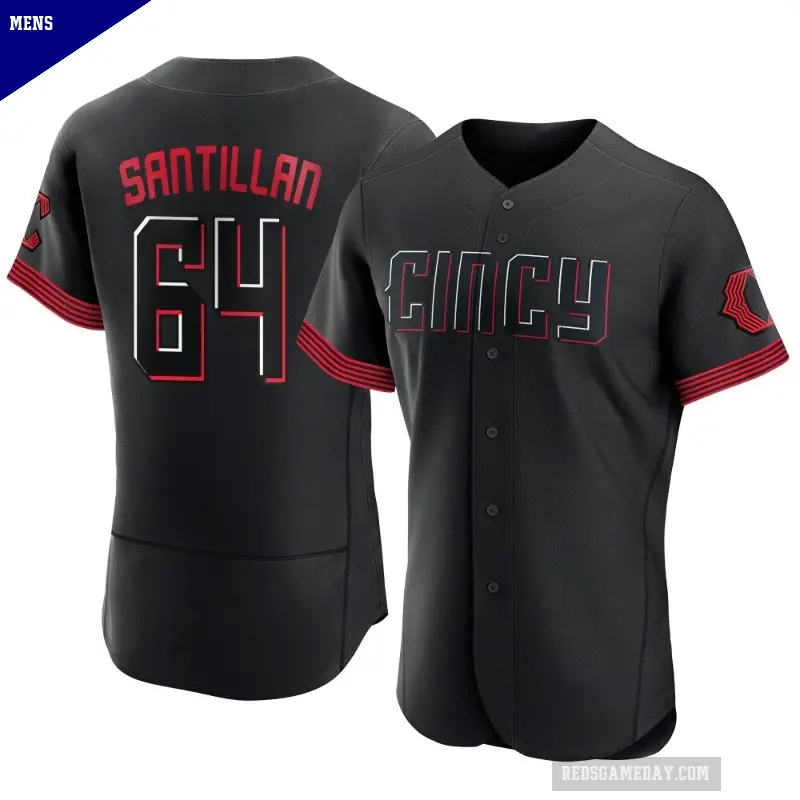 Men's No.64 Tony Santillan Cincinnati Reds Black Authentic 2023 City Connect Jersey