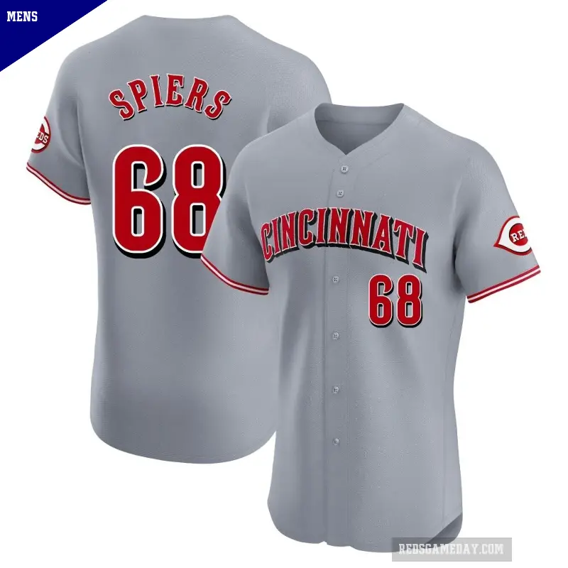 Men's No.68 Carson Spiers Cincinnati Reds Gray Elite Road Jersey