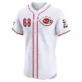 Men's No.68 Carson Spiers Cincinnati Reds White Elite Home Patch Jersey