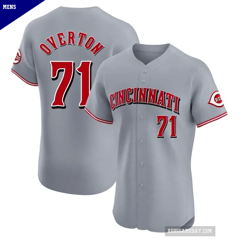 Men's No.71 Connor Overton Cincinnati Reds Gray Elite Road Jersey