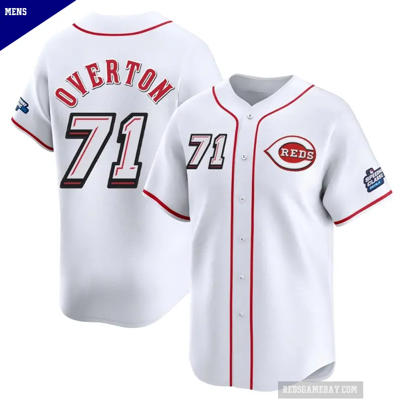 Men's No.71 Connor Overton Cincinnati Reds White Limited 2025 Speedway Classic Alternate Jersey