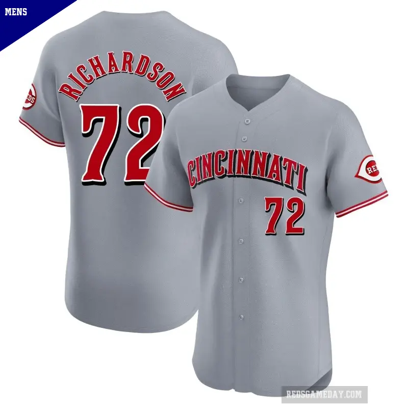 Men's No.72 Lyon Richardson Cincinnati Reds Gray Elite Road Jersey