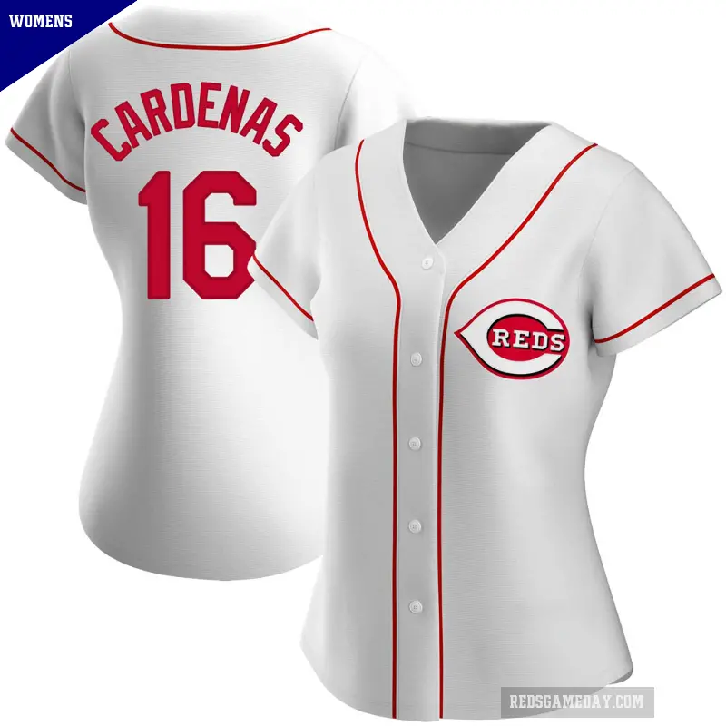 Women's No.16 Leo Cardenas Cincinnati Reds White Replica Home Jersey