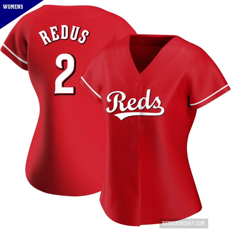 Women's No.2 Gary Redus Cincinnati Reds Red Replica Alternate Jersey