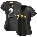 Women's No.2 Gavin Lux Cincinnati Reds Gold Replica Black en Alternate Jersey