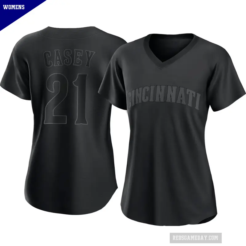 Women's No.21 Sean Casey Cincinnati Reds Black Authentic Pitch Fashion Jersey