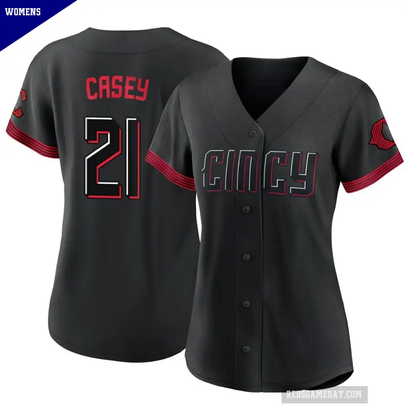 Women's No.21 Sean Casey Cincinnati Reds Black Replica 2023 City Connect Jersey