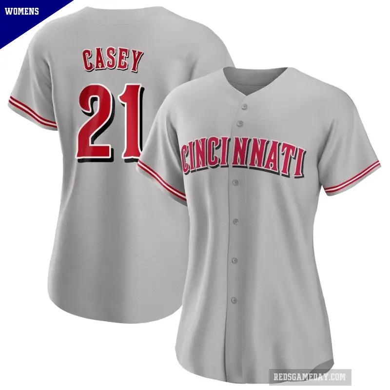 Women's No.21 Sean Casey Cincinnati Reds Gray Authentic Road Jersey