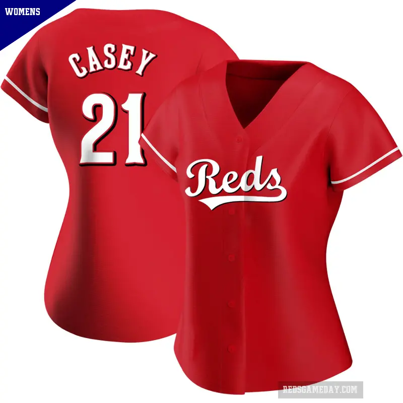 Women's No.21 Sean Casey Cincinnati Reds Red Authentic Alternate Jersey