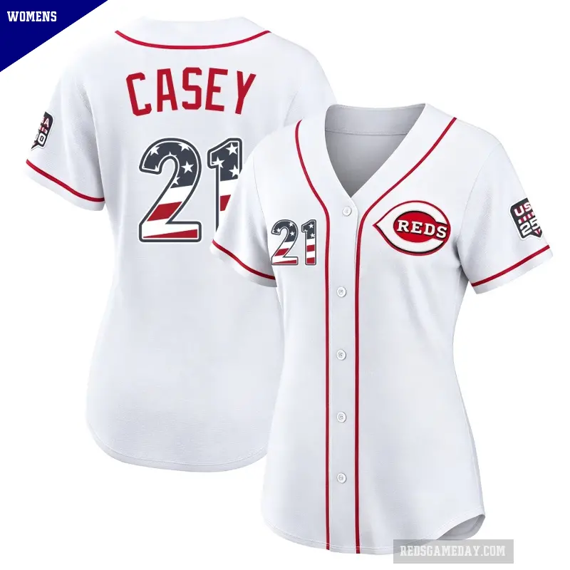 Women's No.21 Sean Casey Cincinnati Reds White Limited USA 250 Fourth Of July Home Stadium Jersey