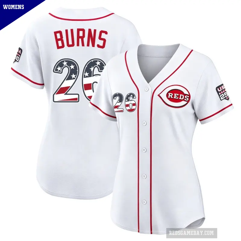 Women's No.26 Chase Burns Cincinnati Reds White Limited USA 250 Fourth Of July Home Stadium Jersey