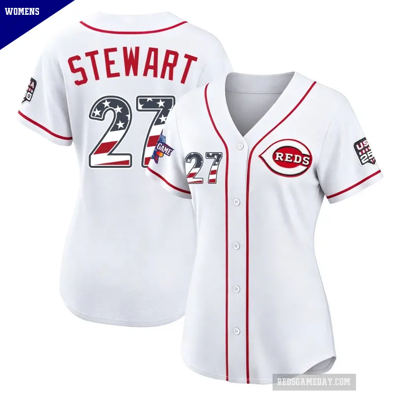 Women's No.27 Sal Stewart Cincinnati Reds White Limited 2026 All-Star Edition Stars & Stripes Home Stadium Jersey