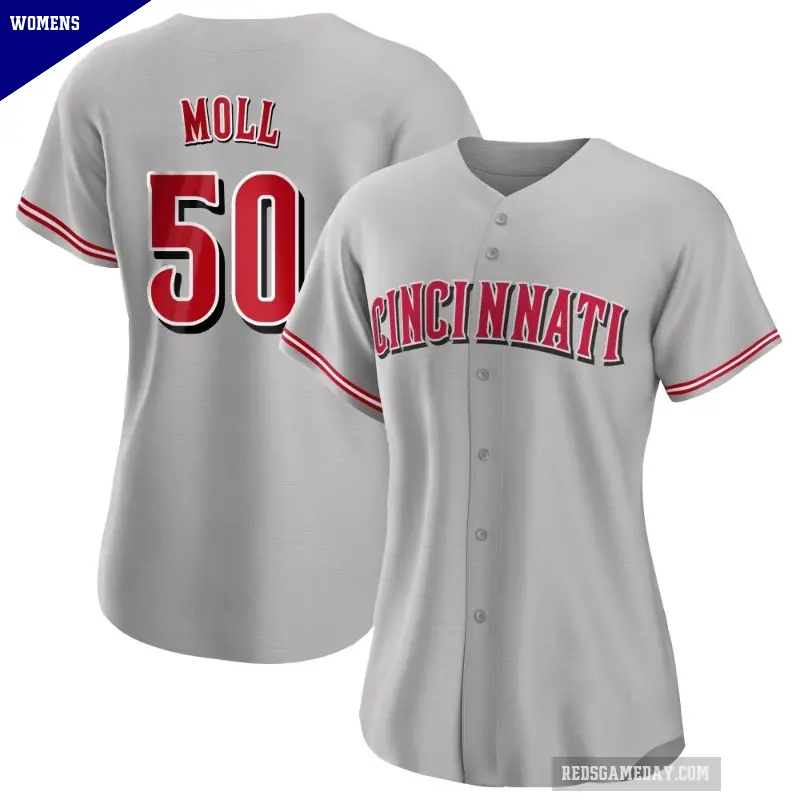 Women's No.50 Sam Moll Cincinnati Reds Gray Authentic Road Jersey