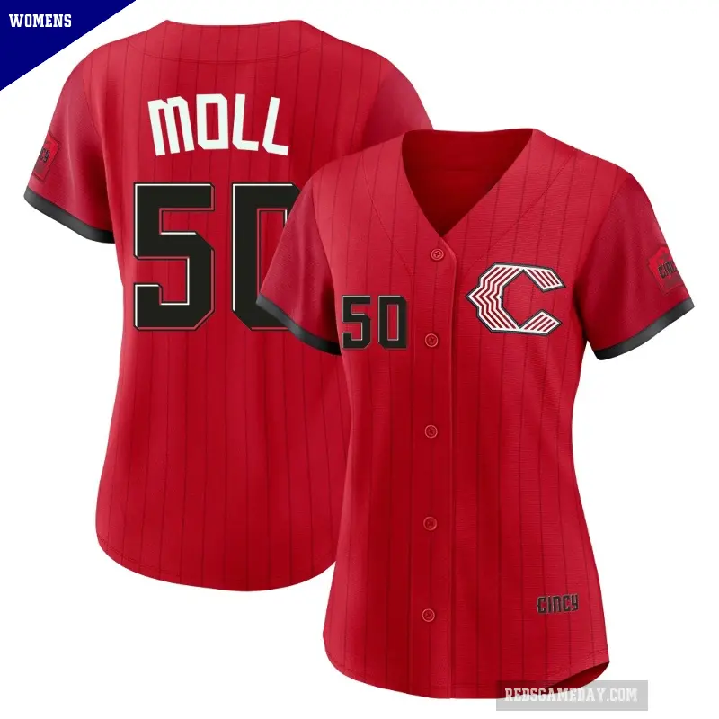 Women's No.50 Sam Moll Cincinnati Reds Red Limited 2026 City Connect Stadium Jersey