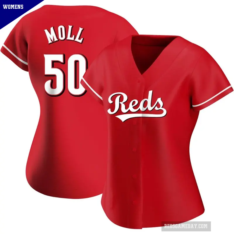 Women's No.50 Sam Moll Cincinnati Reds Red Replica Alternate Jersey