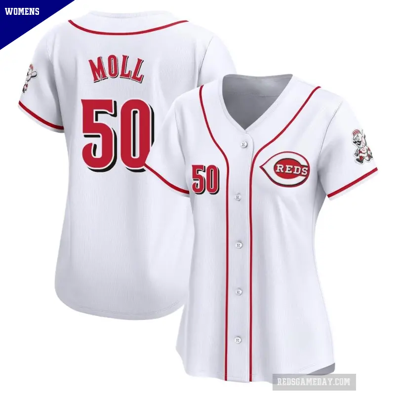 Women's No.50 Sam Moll Cincinnati Reds White Limited Home Jersey