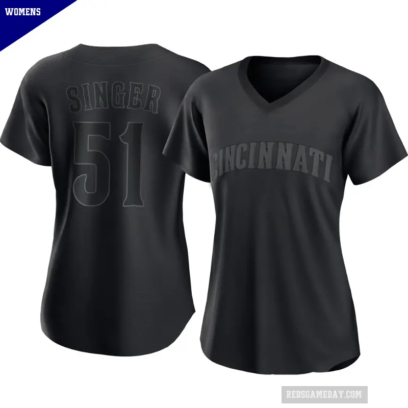 Women's No.51 Brady Singer Cincinnati Reds Black Replica Pitch Fashion Jersey