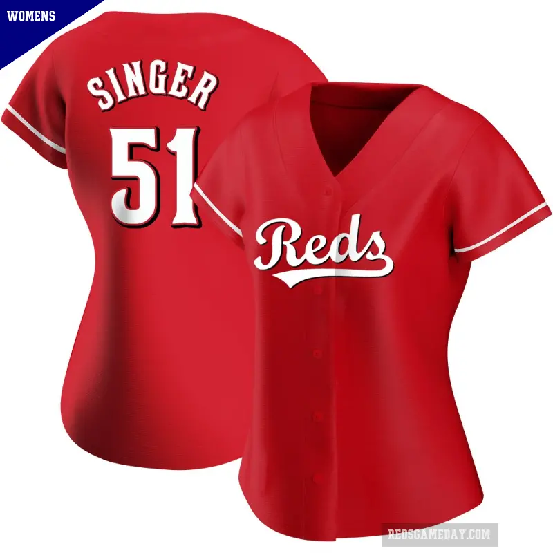 Women's No.51 Brady Singer Cincinnati Reds Red Replica Alternate Jersey