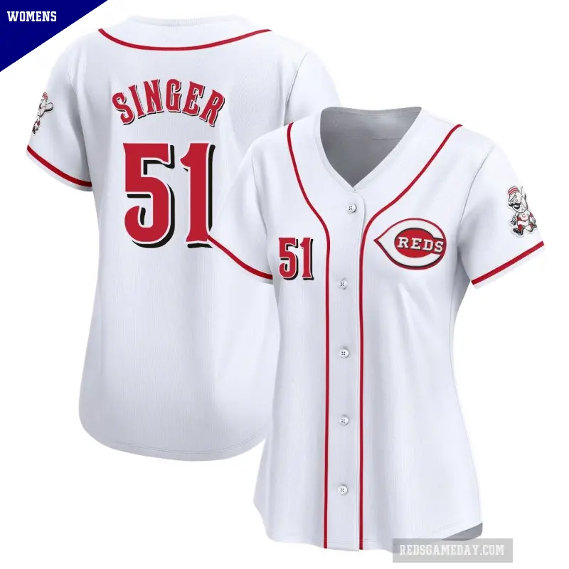 Women's No.51 Brady Singer Cincinnati Reds White Limited Home Jersey