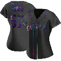 Women's No.57 Rece Hinds Cincinnati Reds Black Replica Holographic Alternate Jersey