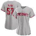 Women's No.57 Rece Hinds Cincinnati Reds Gray Authentic Road Jersey