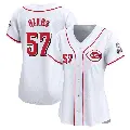 Women's No.57 Rece Hinds Cincinnati Reds White Limited Home Jersey