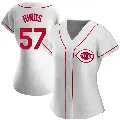 Women's No.57 Rece Hinds Cincinnati Reds White Replica Home Jersey