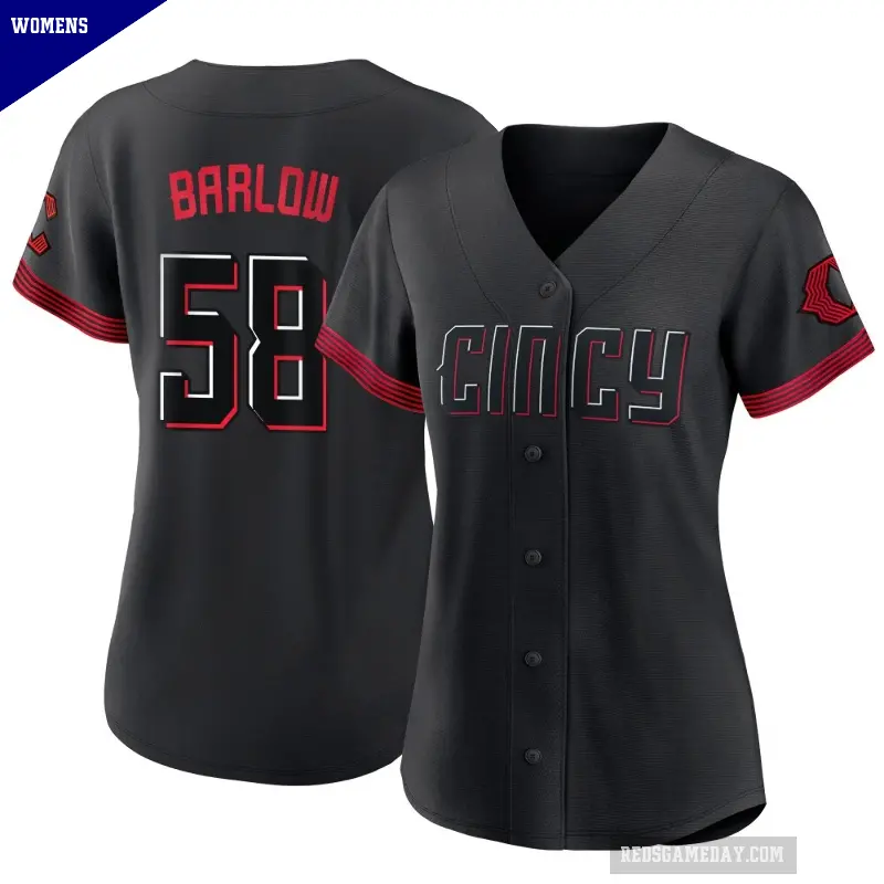 Women's No.58 Scott Barlow Cincinnati Reds Black Authentic 2023 City Connect Jersey