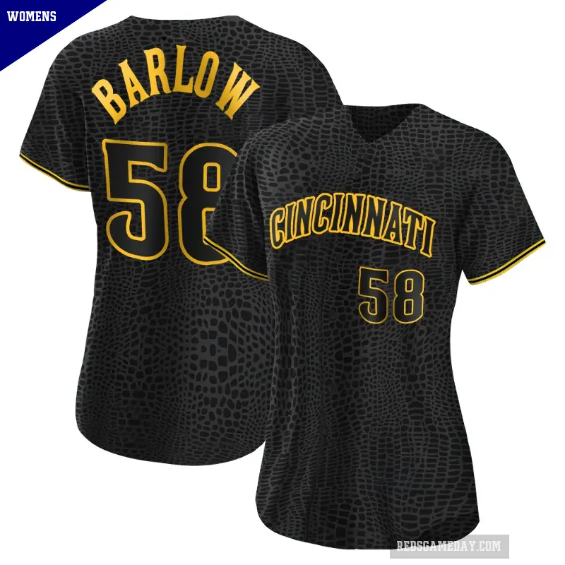 Women's No.58 Scott Barlow Cincinnati Reds Black Authentic Snake Skin City Jersey