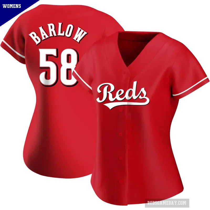 Women's No.58 Scott Barlow Cincinnati Reds Red Authentic Alternate Jersey