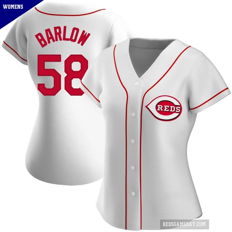 Women's No.58 Scott Barlow Cincinnati Reds White Authentic Home Jersey