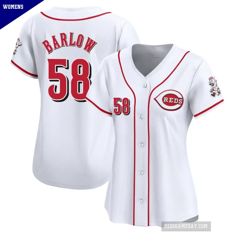Women's No.58 Scott Barlow Cincinnati Reds White Limited Home Jersey