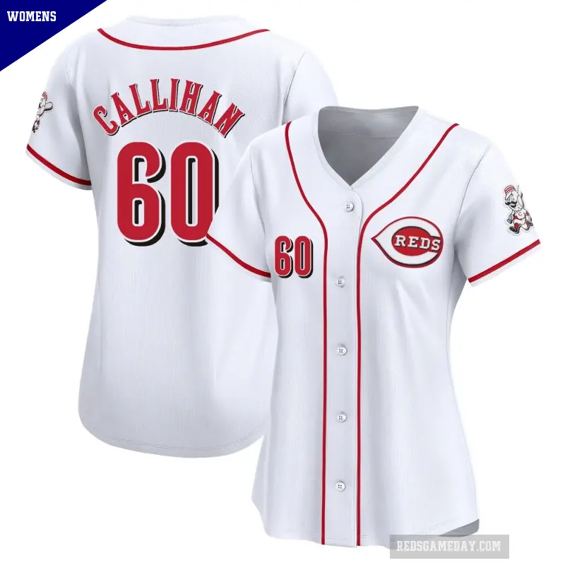 Women's No.60 Tyler Callihan Cincinnati Reds White Limited Home Jersey